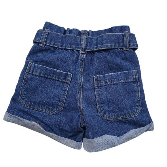 Denim & Co Tie Waist Jean Shorts Girls 5-6 Blue Cuffed Hem Kids NWOT - Picture 7 of 7